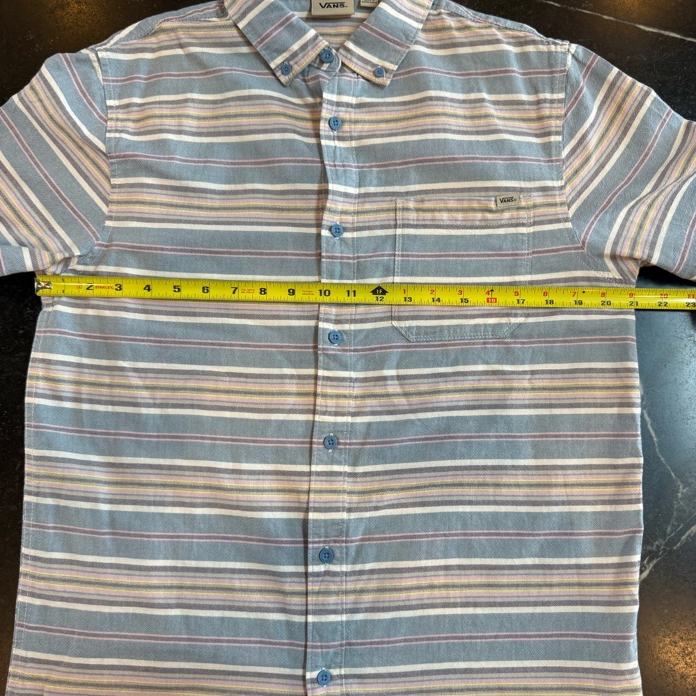 Vans Men's M Short Sleeve Multicolor Siesta Striped Button Down Shirt - Picture 5 of 8